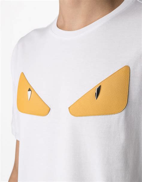 fendi t shirt yellow eyes with zip|Fendi logo print t shirt.